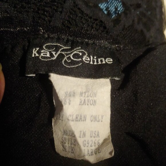 Kay Celine Black/Blue Lacy Grunge, Goth, Rocker Coquette Y2k Tank - Picture 9 of 9